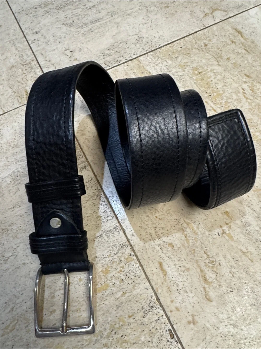 Classic Black Leather Men's Belt-made in Italy